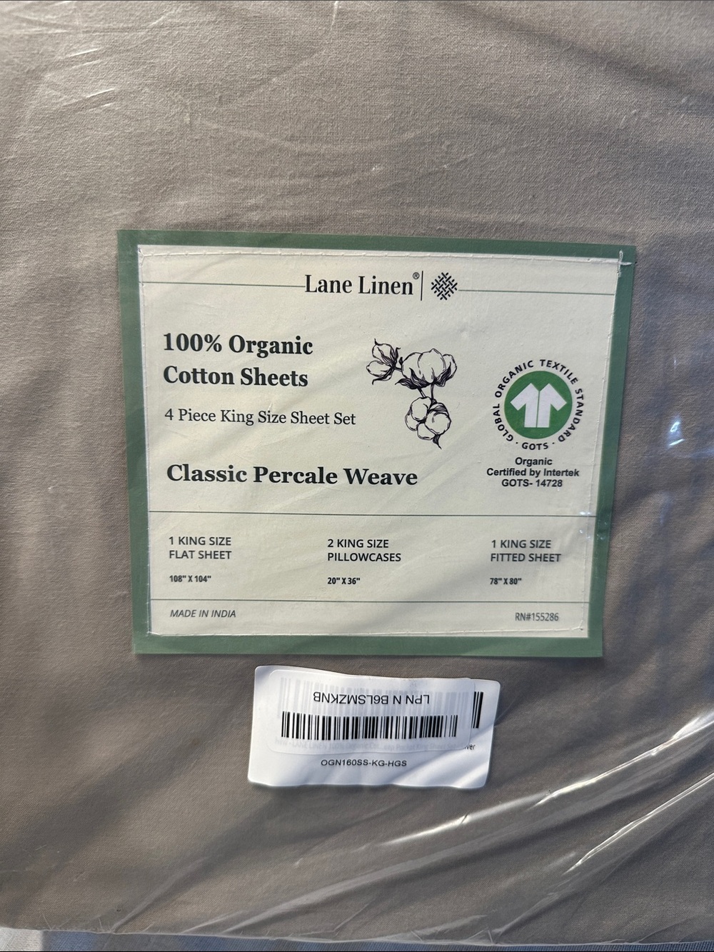 100% Organic Cotton Percale Sheet Set